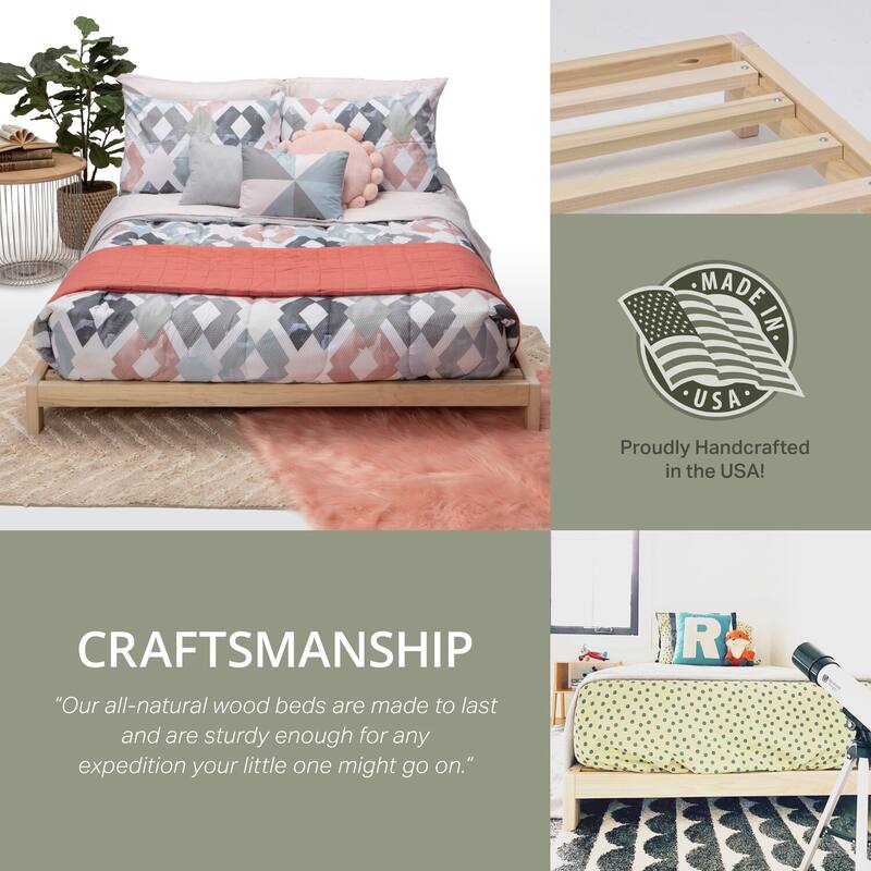 Full Size Platform Bed Frame - Solid Wood Bed - Modern Minimalist Design - Global