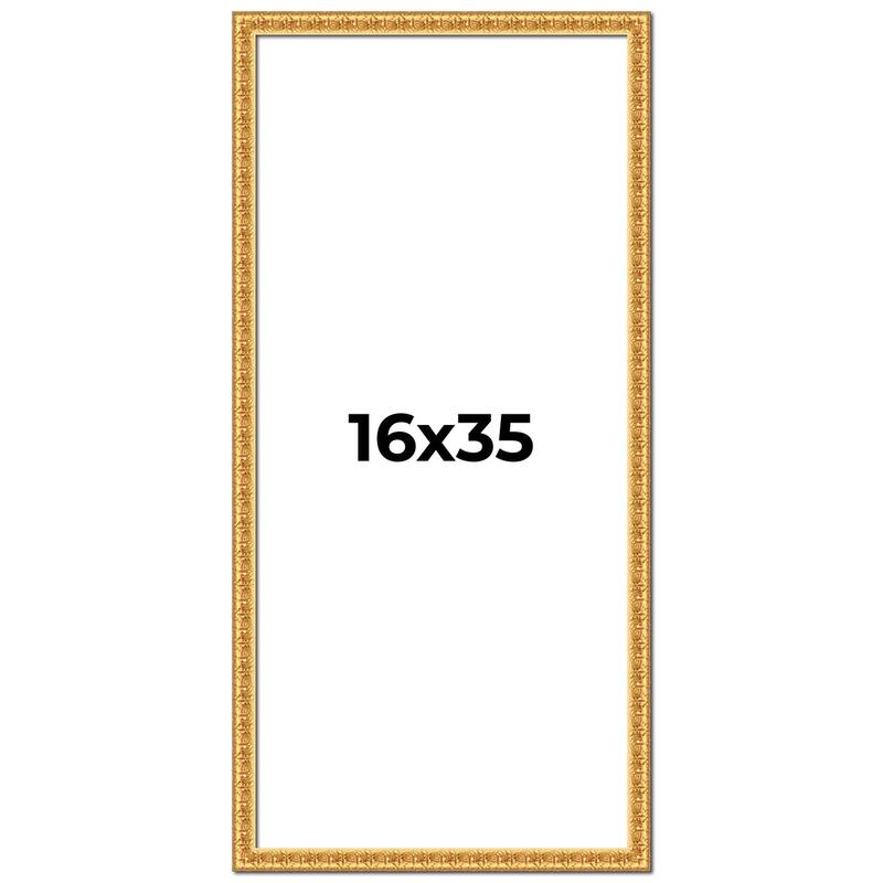 16x35 Frame Gold Real Wood Picture Frame Width 1 inches | Interior