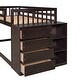 preview thumbnail 6 of 7, Twin over Twin Floor Bunk Bed with Movable Storage Cabinet, Include 4 Storage Drawers and 3 Shelves, Solid Wood Bunkbeds Frame