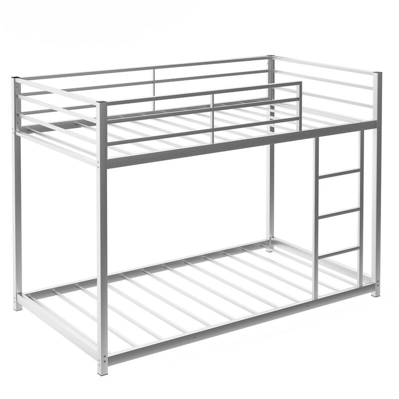 Metal Bunk Bed, Low Bunk Bed with Ladder