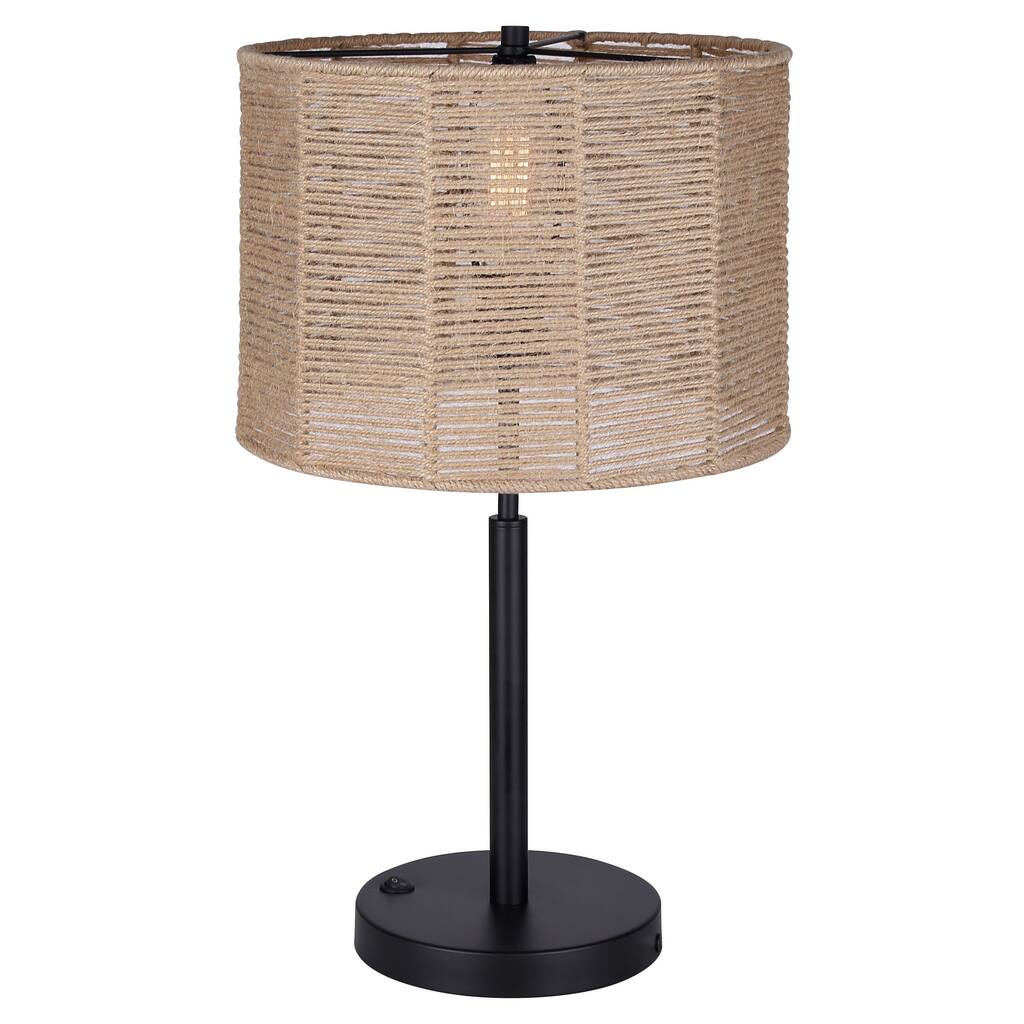 Lano 1 Light Table Lamp with Matte Black Finish and Tan Rope Shade