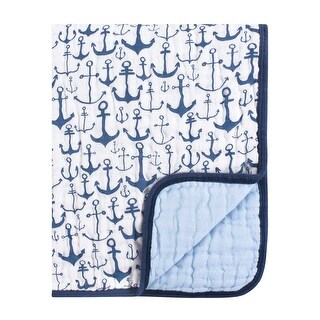 Yoga Sprout Baby Boy Cotton Muslin Tranquility Quilt Blanket, Blue Anchor, One Size - Blue Anchor - One Size