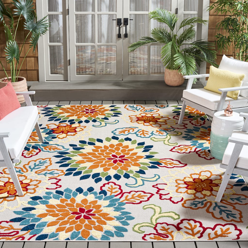 SAFAVIEH Cabana Ortrun Indoor/ Outdoor Waterproof Patio Floral Rug