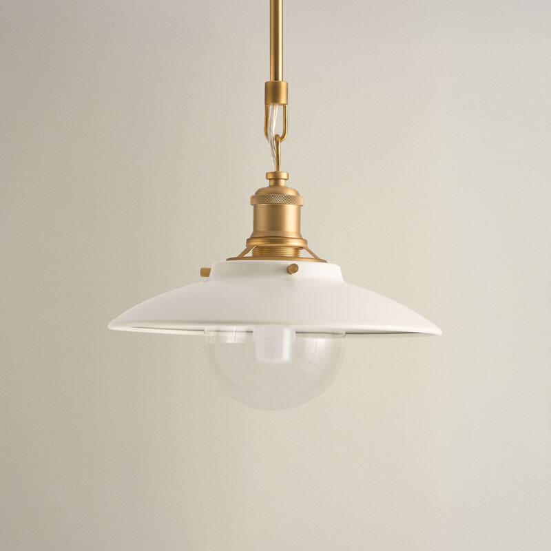 Lanesra Modern Pendant Light - Metal, Glass & Gold, Ivory White Dome Light Fixture For Modern, Farmhouse, Minimalist Room Decor