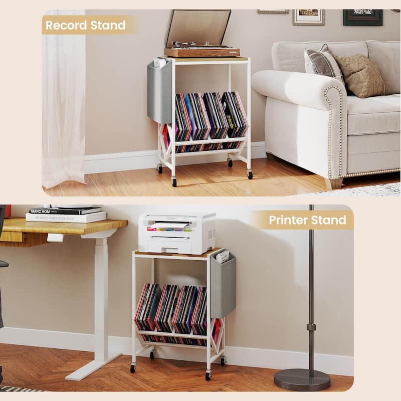 Costway Record Player Stand with Vinyl Record Storage & Side Storage - See Details