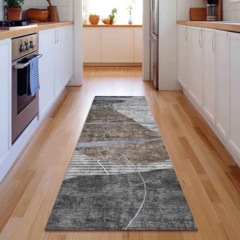Premium Washable Super Soft Modern Carson Mayfield Rug - Chocolate - 2' 3" x 7' 6" - Runner