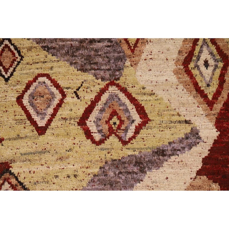 Hand Knotted Oriental 100% Wool Carpet Modern Tribal Multi-Colored Moroccan Area Rug - 6' 7'' X 6' 7''
