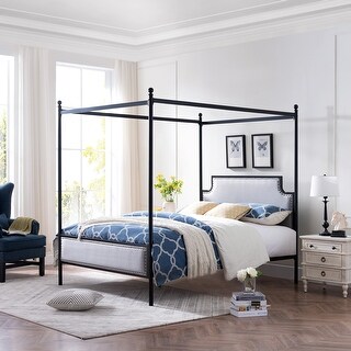 Beechmont Queen Size Upholstered Canopy Bed