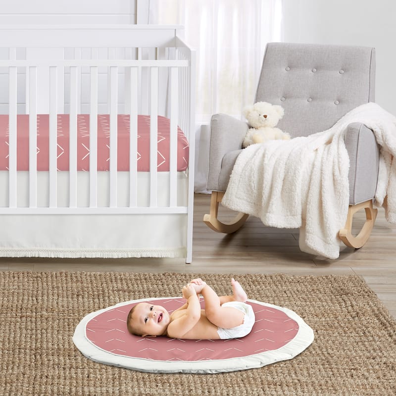 Sweet Jojo Designs Mauve Pink Boho Arrow Girl Baby Tummy Time Playmat Dark Rose Ivory Modern Bohemian Farmhouse Shabby Chic