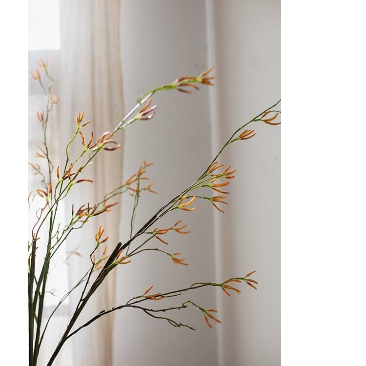 RusticReach Artificial Japanese Zen Style Sedge Stem 51.9" Tall - Orange - [B]-Three Stems