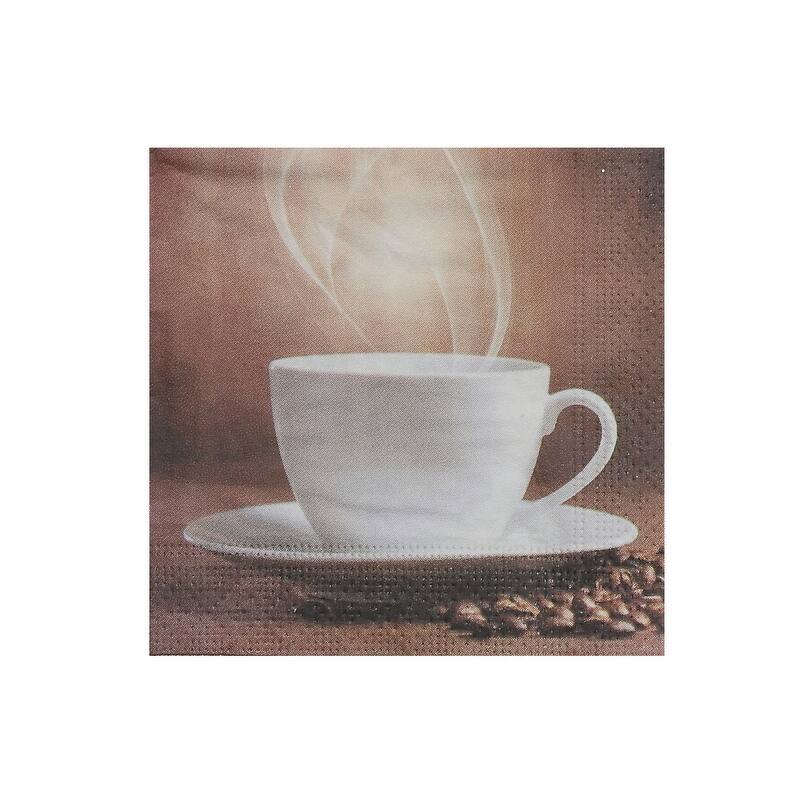 20 Pack 3 Ply Cocktail Napkin (steaming Coffee) - Set Of 6