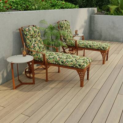 72" x 22" Black Leaves Outdoor Chaise Lounge Cushion with Ties and Loop - 72'' L x 22'' W x 3.5'' H