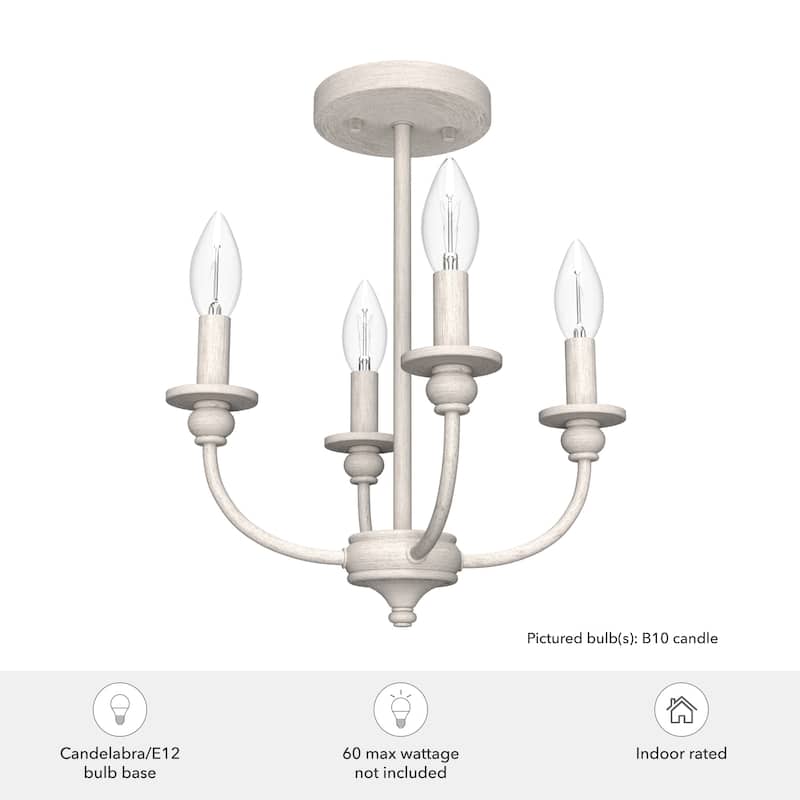 Hunter Southcrest 4 Light Flush Mount Ceiling Light - Entry, Bathroom, Hallway - Candle, Farmhouse, Transitional