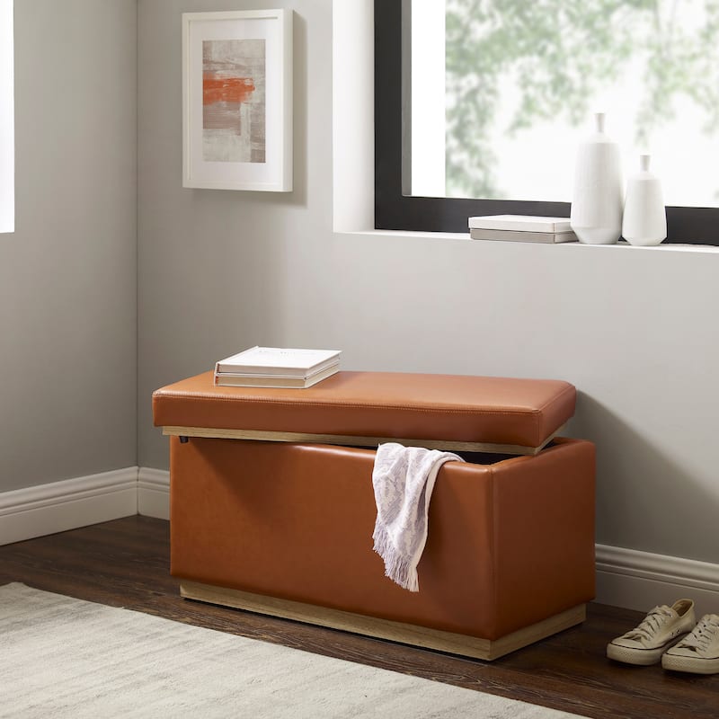 Rue Faux Leather Rectangle Storage Ottoman