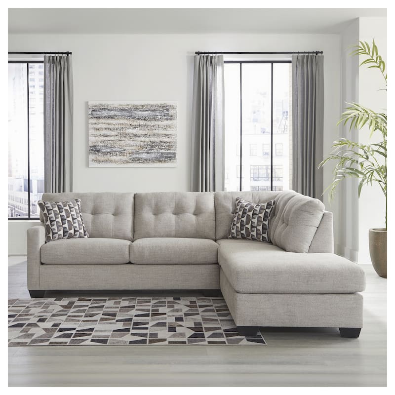 Signature Design by Ashley Mahoney 2-Piece Sectional with Chaise - 105"W x 90"D x 37"H - Pebble - Right Facing