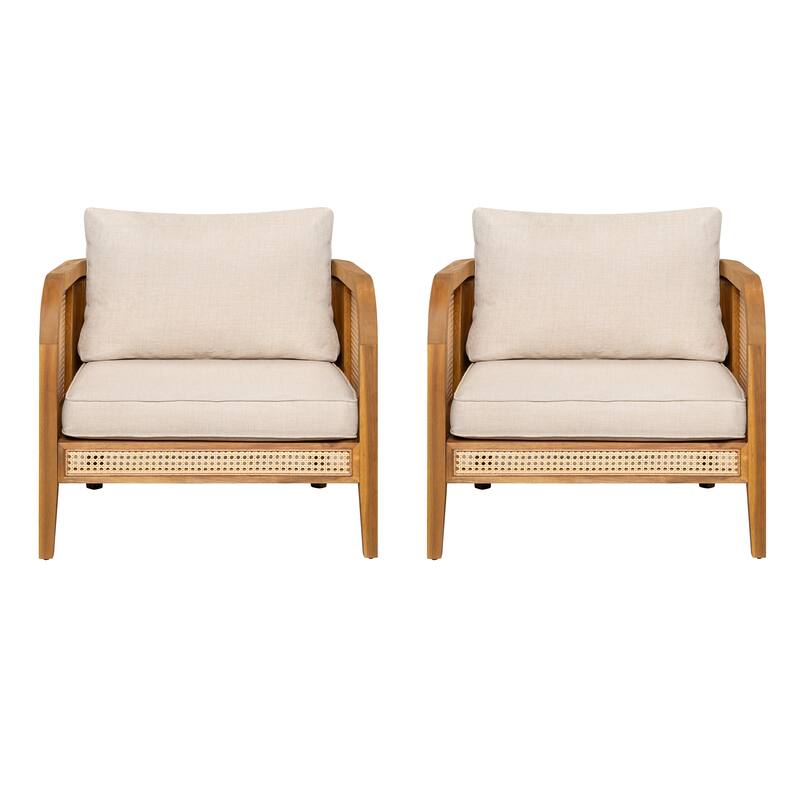 Christopher Knight Home - Isabella Outdoor Patio Acacia Wood Wicker Armchair with Cushions
