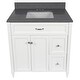 preview thumbnail 96 of 109, Vail 37" Bathroom Vanity with Cultured Marble Top Sink w/ Backsplash in White with White Basin