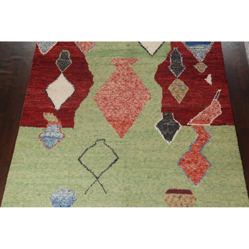 Tribal Moroccan Oriental Wool Area Rug Hand-knotted Living Room Carpet - 9'0" x 12'5"