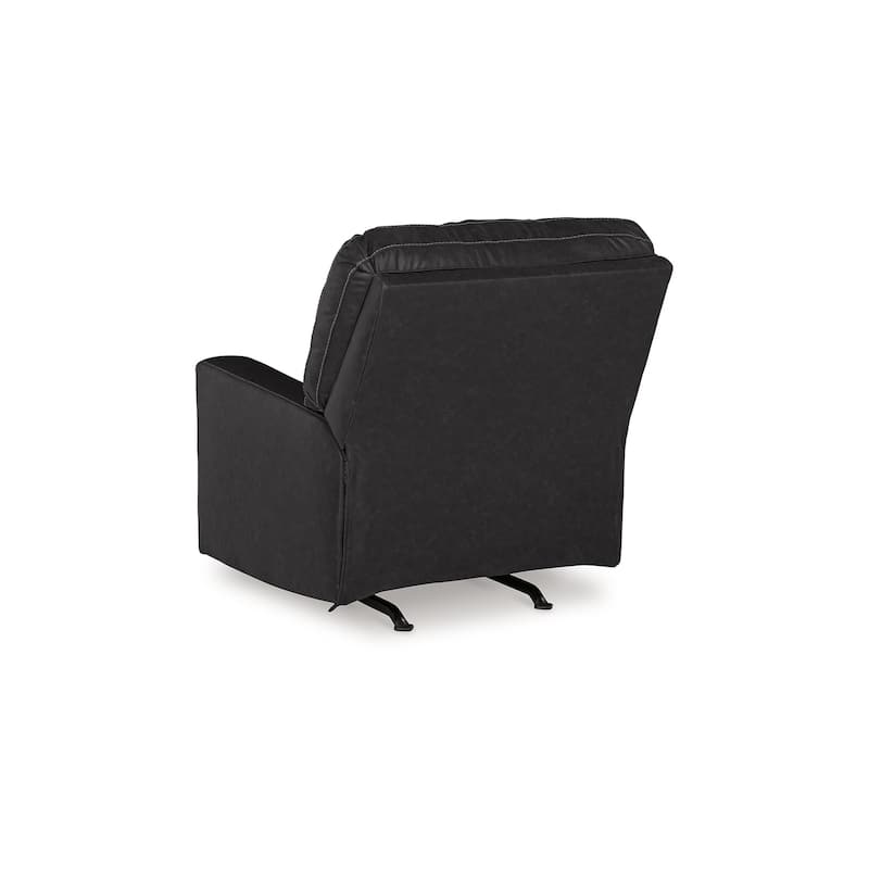 Barl Manual Recliner Chair, 35 Inch Tufted Rich Black Faux Leather
