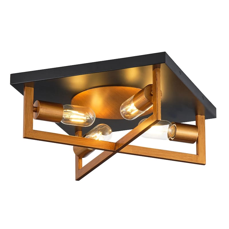4-Lights Geometrical Openwork Design Flush Mount Lighting - 14.2"D×14.2"W×5.5"H