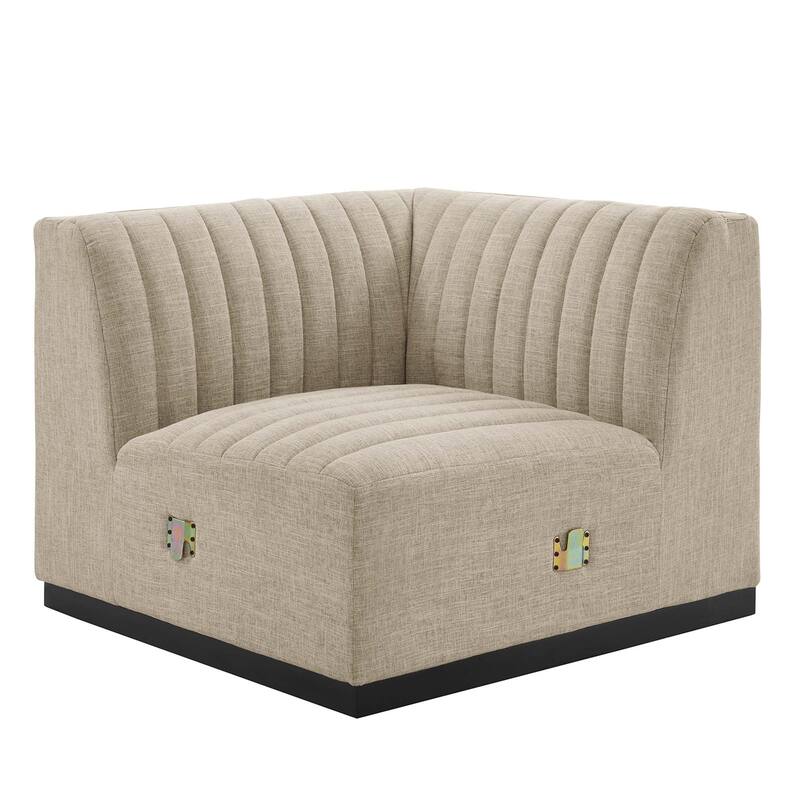 Conjure Channel Tufted Upholstered Fabric 5-Piece L-Shaped Sectional