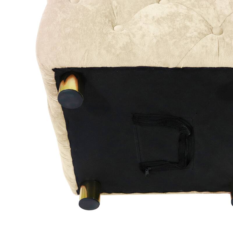 Modern Velvet Upholstered Ottoman, Exquisite Small End Table, Soft Foot Stool,Dressing Makeup Chair, Comfortable Seat