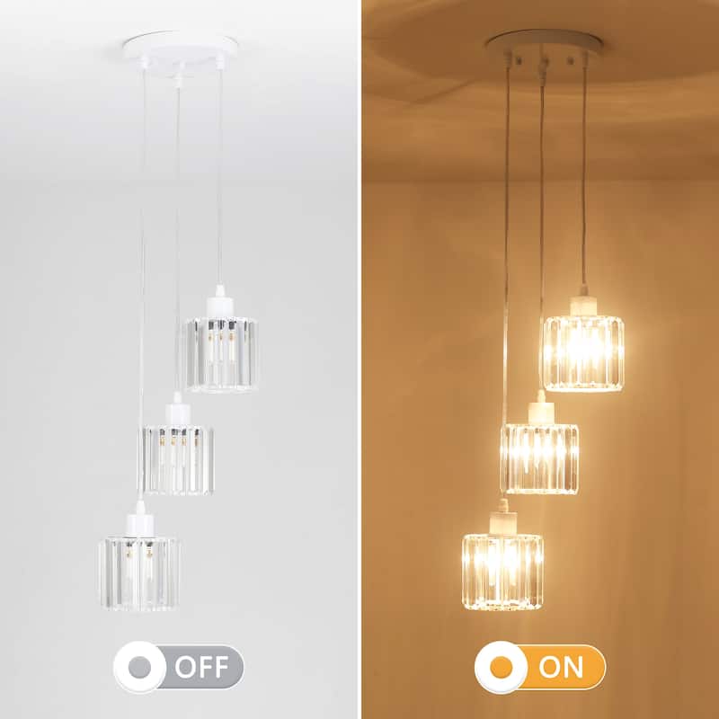 Modern 3-Light Crystal Chandelier, Kitchen Island Pendant Lights, Classic Semi Flush Mount Chandelier for Dining Room
