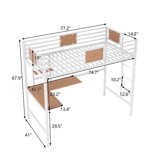 Twin Metal Loft Bed with Desk and Shelves Bed Bath & Beyond 36413163