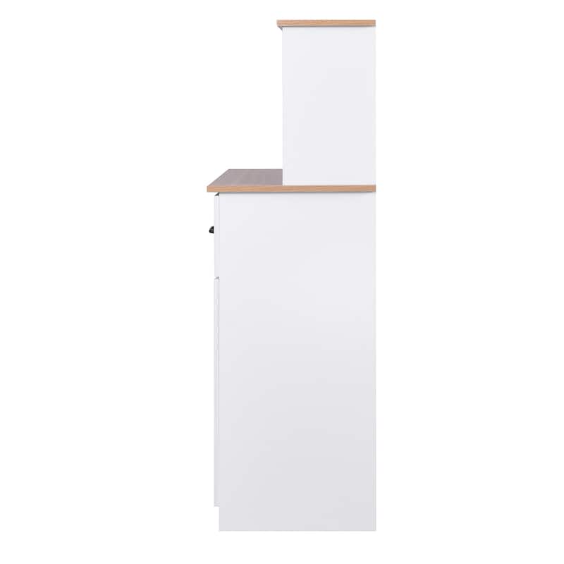 23.62" W Wooden Kitchen Pantry Cabinet with Drawers,Doors and Adjustable Shelves