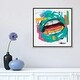 preview thumbnail 12 of 13, iCanvas "Lips Open Teal" by NUWARHOL Framed