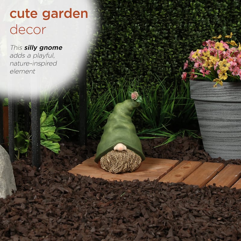 Gnome Head with Right Side Flower on Green Hat