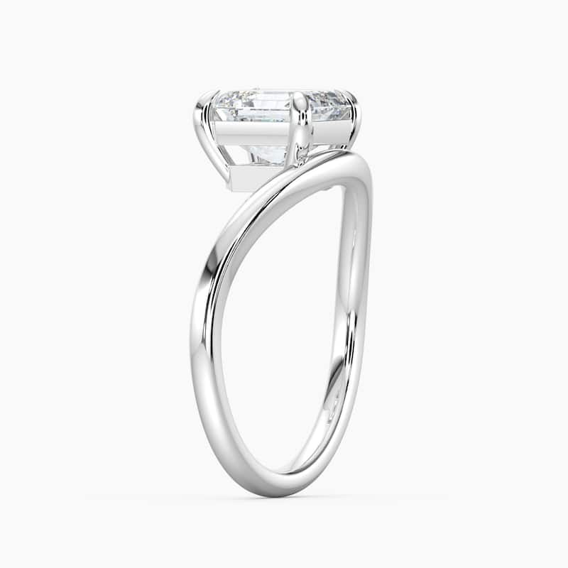 Auriya 14K Gold Lab Grown Diamond Asscher Cut Curved Solitaire Engagement Ring 1.00 - 5.00ct. tw. (F-G, VS)