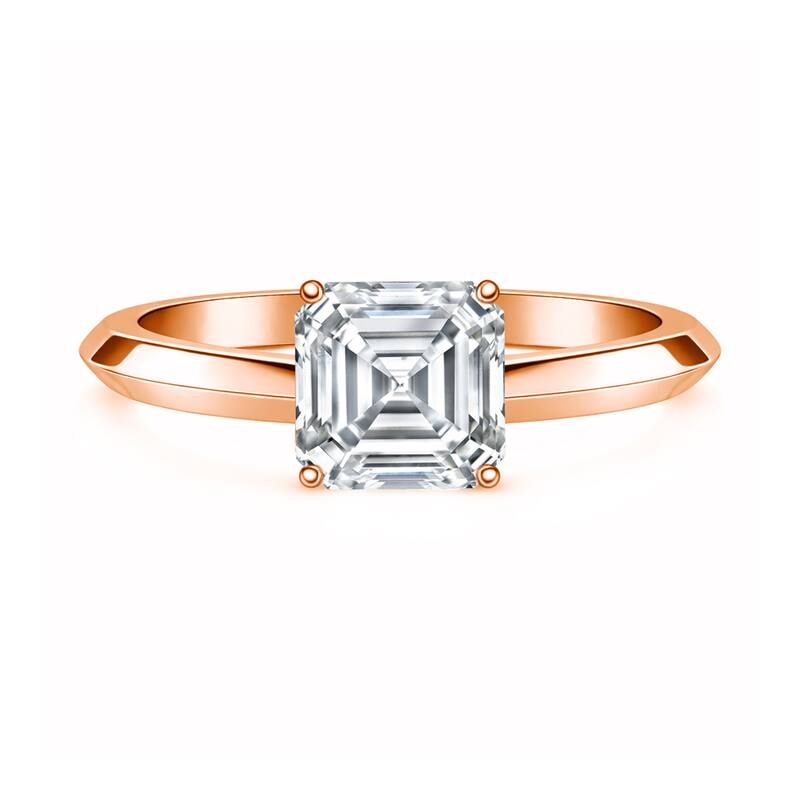 Auriya 14K Gold Knife Edge Lab Grown Asscher Diamond Engagement Ring 1.00 - 5.00ct. tw. (F-G, VS) - 4.00 carats - 6.5 - Rose