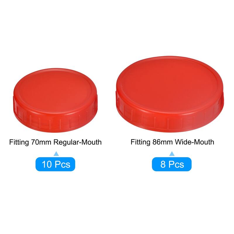 Mason Jar Lids, 18pcs - Storage Lids, 10 Regular Mouth 8 Wide Mouth