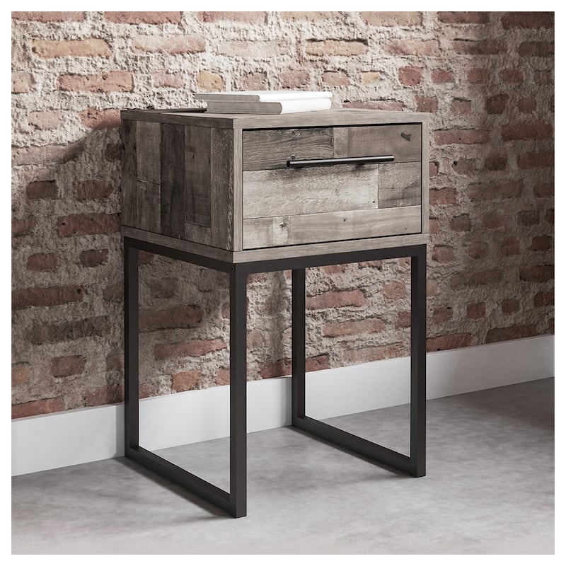Ashley Furniture Neilsville Multi Gray Single Drawer Night Stand - Black - 1-drawer