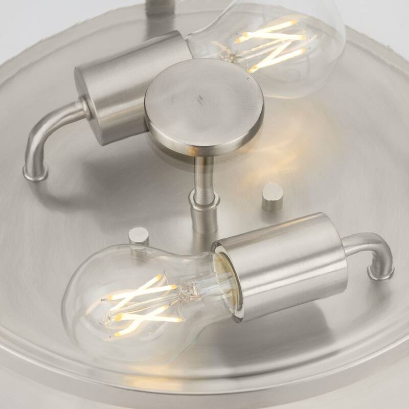 Gilliam Collection 12-5 8 in. Two-Light Brushed Nickel New Traditional Flush Mount - 12.62 in x 12.62 in x 4.37 in