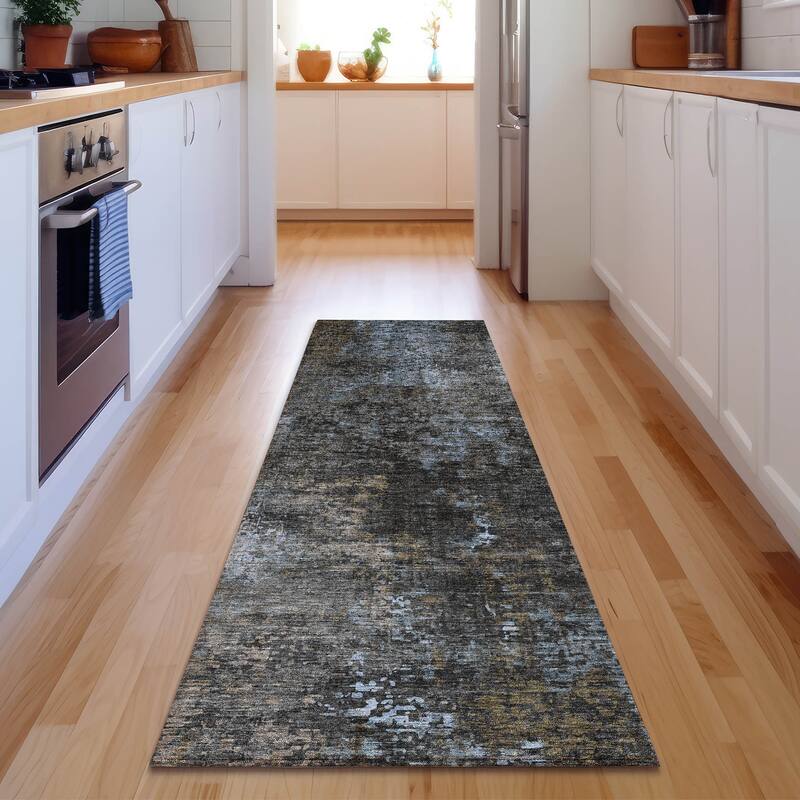 Premium Washable Super Soft Abstract Glammy Mayfield Rug - Graphite - 2' 3" x 7' 6" - Runner