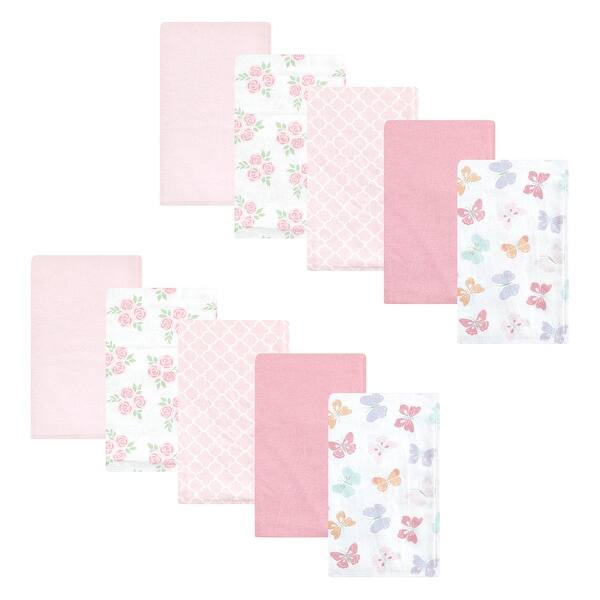 slide 1 of 1, Hudson Baby Infant Girl Cotton Flannel Burp Cloths, Pastel Butterfly, One Size - Pastel Butterfly - One Size One Size - Pastel Butterfly
