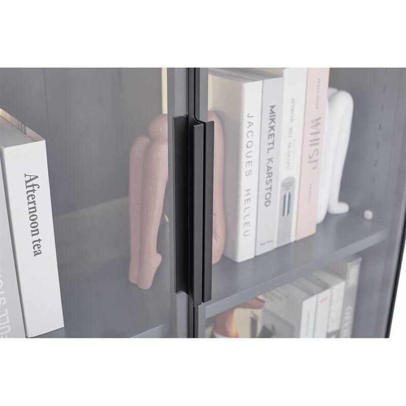 Double Door Metal Glass Display Storage Cabinet
