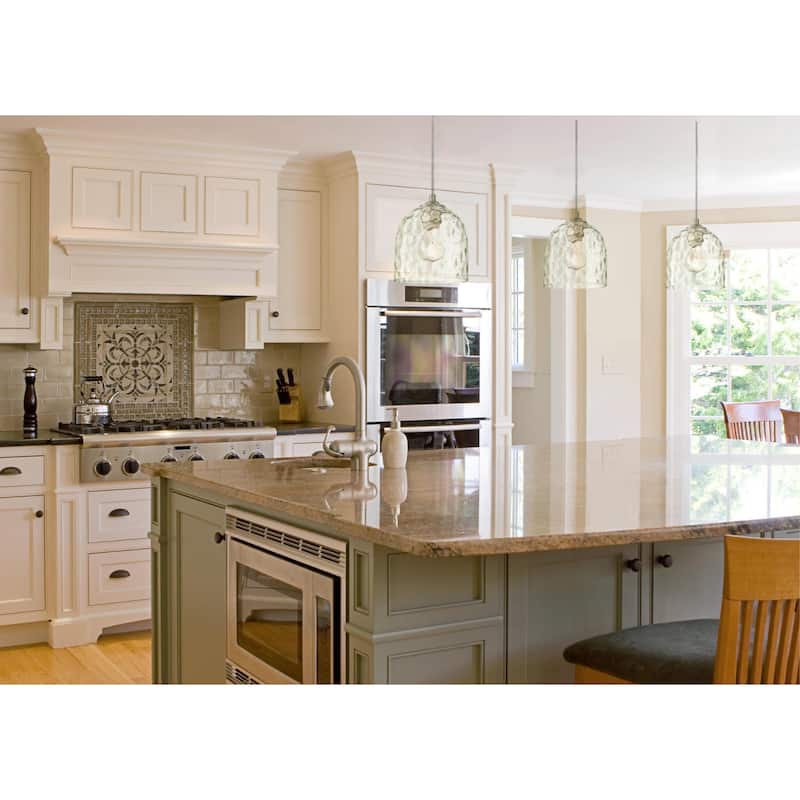 Westinghouse Lighting Basset One-Light Indoor Mini Pendant, Brushed Nickel Finish with Clear Hammered Glass - 1-Light
