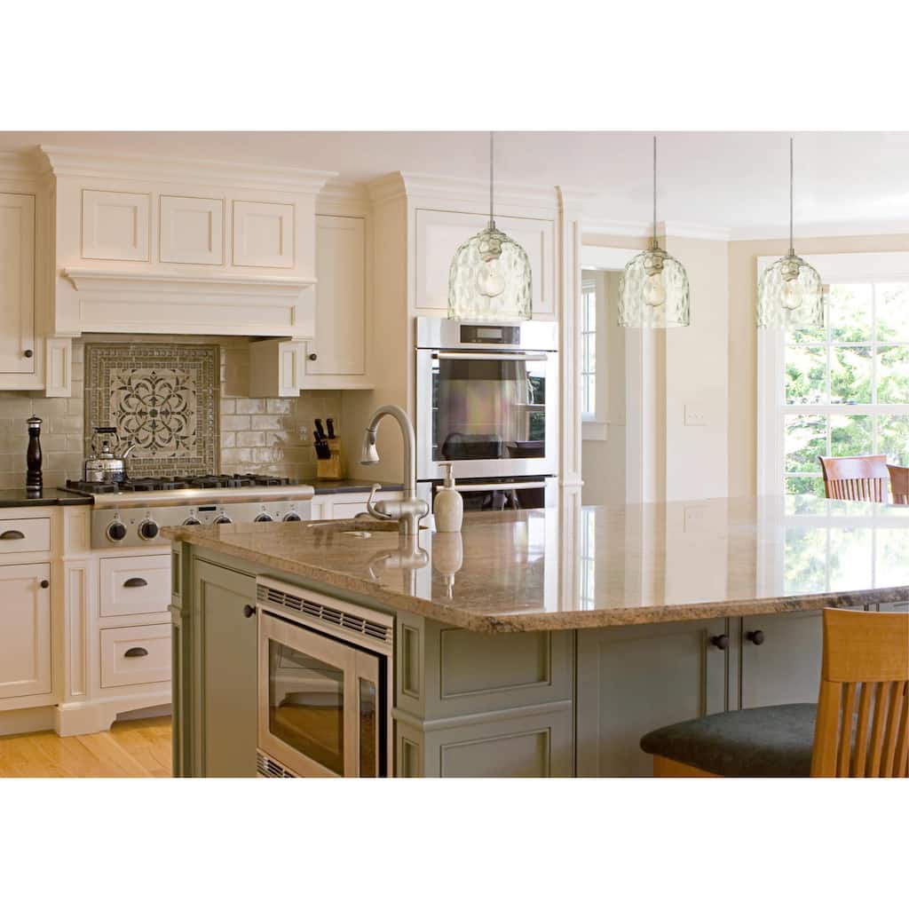 Westinghouse Lighting Basset One-Light Indoor Mini Pendant, Brushed Nickel Finish with Clear Hammered Glass - 1-Light