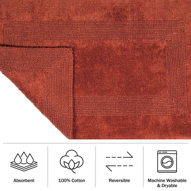 Bathroom Rugs - Cotton Bathroom Mat Set - Machine Washable Bath Mats by Lavish Home (Brick)