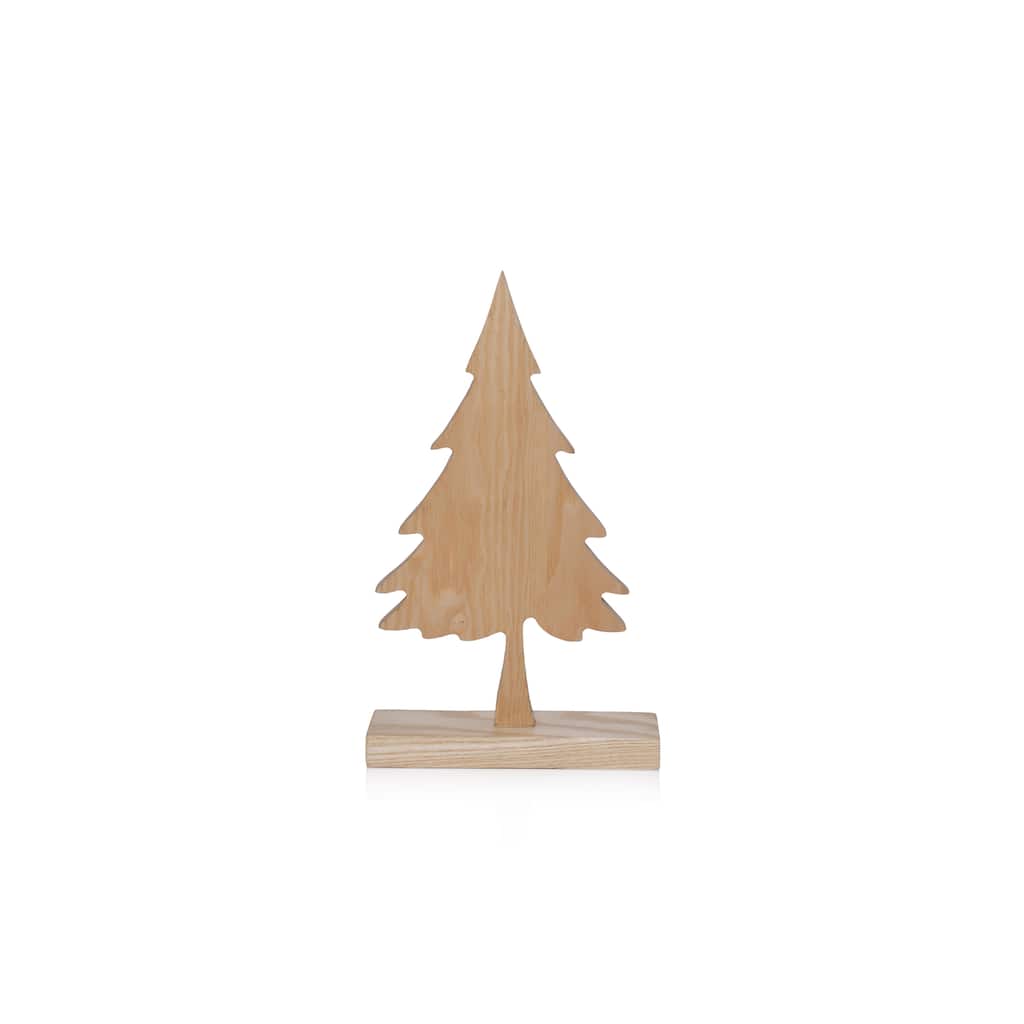 Natural Ash Wood Silhouette Christmas Tree on Base