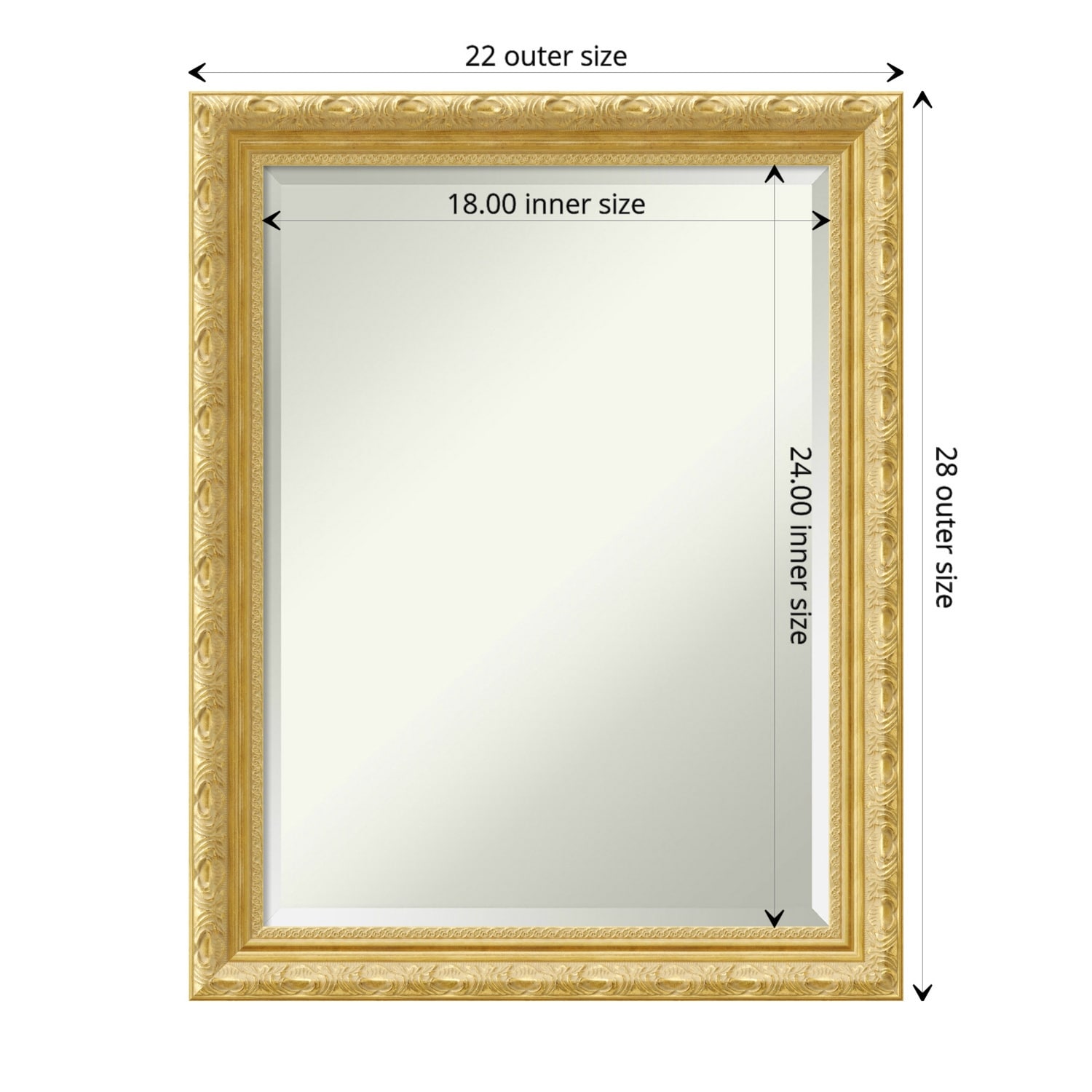 Beveled Wood Wall Mirror - Versailles Gold Frame