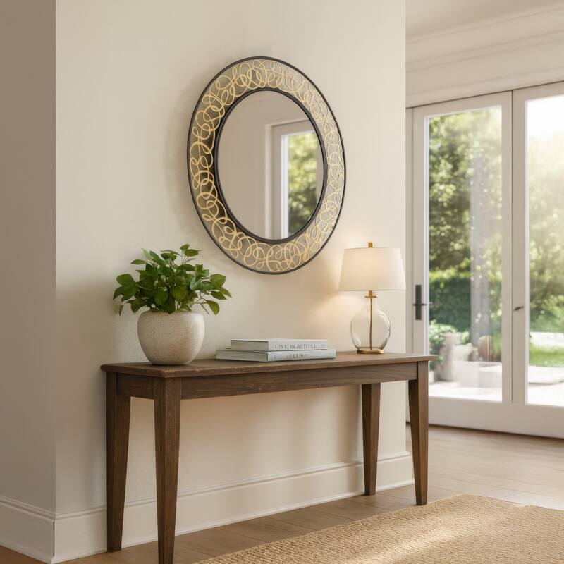 Varaluz Scribble 33-in Wall Mirror - Matte Black/Artifact