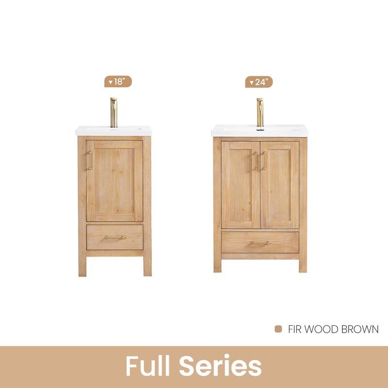 Gela Single Sink Bath Vanity with Drop-In Ceramic Basin without Mirror
