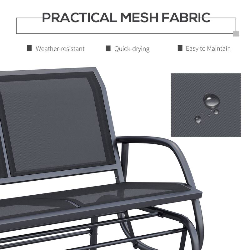 2-Person Outdoor Glider Bench, Patio Double Swing Rocking Chair Loveseat w/ Powder Coated Steel Frame