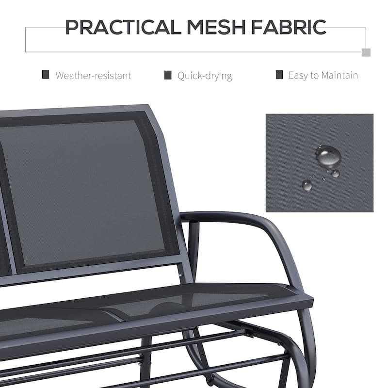 2-Person Outdoor Glider Bench, Patio Double Swing Rocking Chair Loveseat with Powder Coated Steel Frame for Garden, Porch