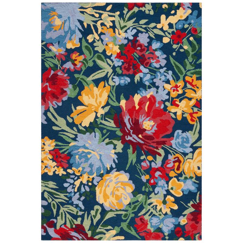 SAFAVIEH Handmade Easy Care Majram French Country Floral Rug - 8' x 10' - Navy/Red