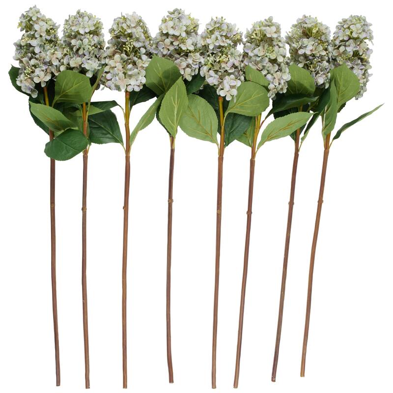 Faux Foliage Hydrangea Tall Artificial Flower Stem - Set of 8 - Roche River Decor - Blue - Blue